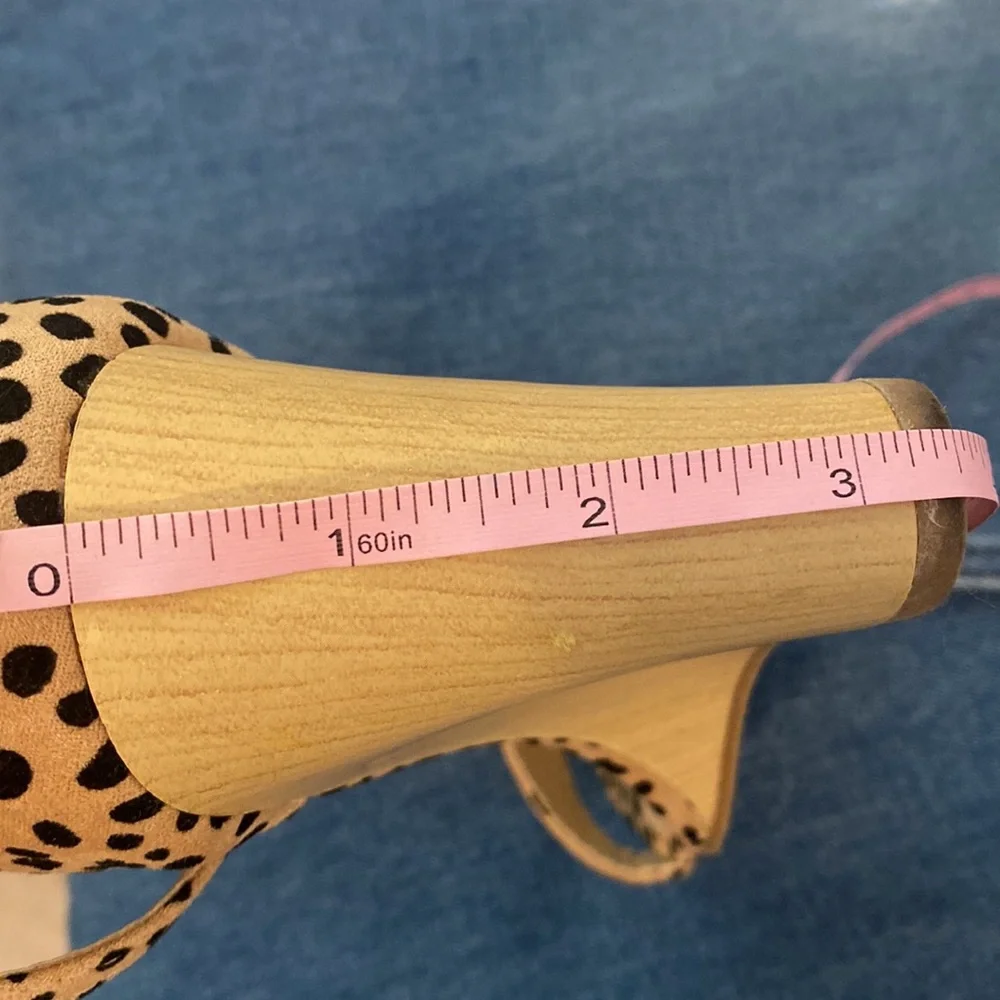 Coconuts by Matisse Tan Leopard Print Ankle Strap Wedge Size 8